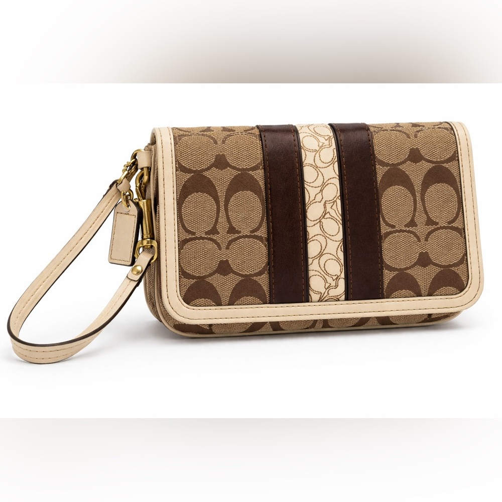 Like New COACH Brown & White Wristlet